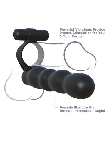 Fantasy Posable Partner Double Penetrator Black Silicone Toy COCK RINGS