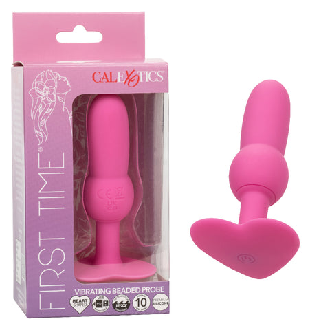 First Time Vibraing Beaded Probe Pink Butt Plugs