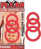 Ram Ultra Black Silicone Cock Ring Set Red > Cock Ring > Sets