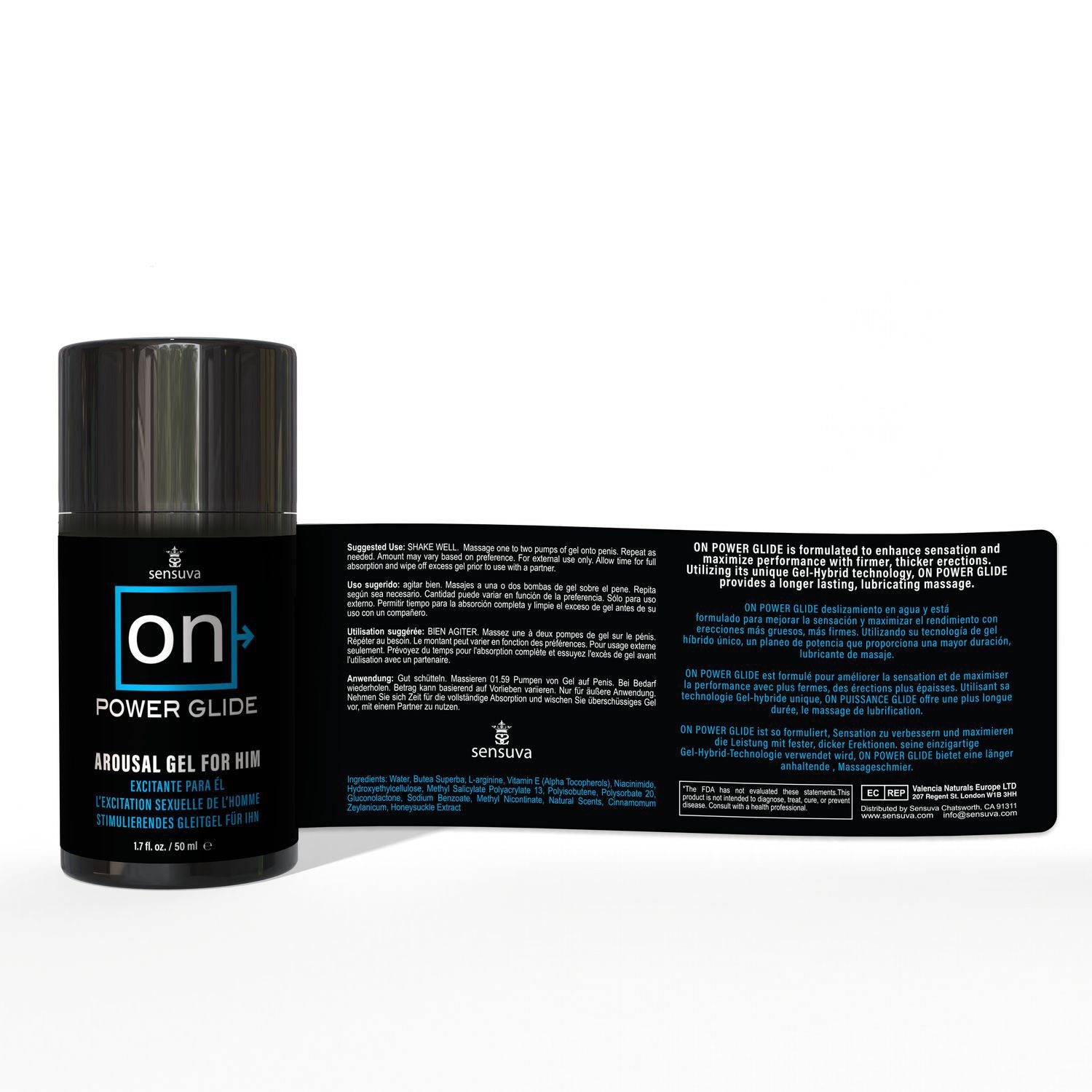 Sensuva Power Glide Gel for Men 1.7oz Male Intimacy Lubricant ENHANCERS