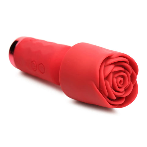 Xr Bloomgasm Rose Petite Mini Wand Vibrator Rechargeable Red Rose Stimulators