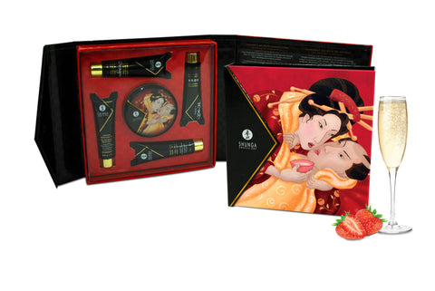 Geisha's Secrets Intimacy Gift Set with Sparkling Strawberry Wine Massage Oil