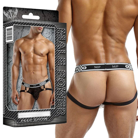 Peep Show Small Medium Black Jock Ring Nylon Men's Underwear Jockstraps