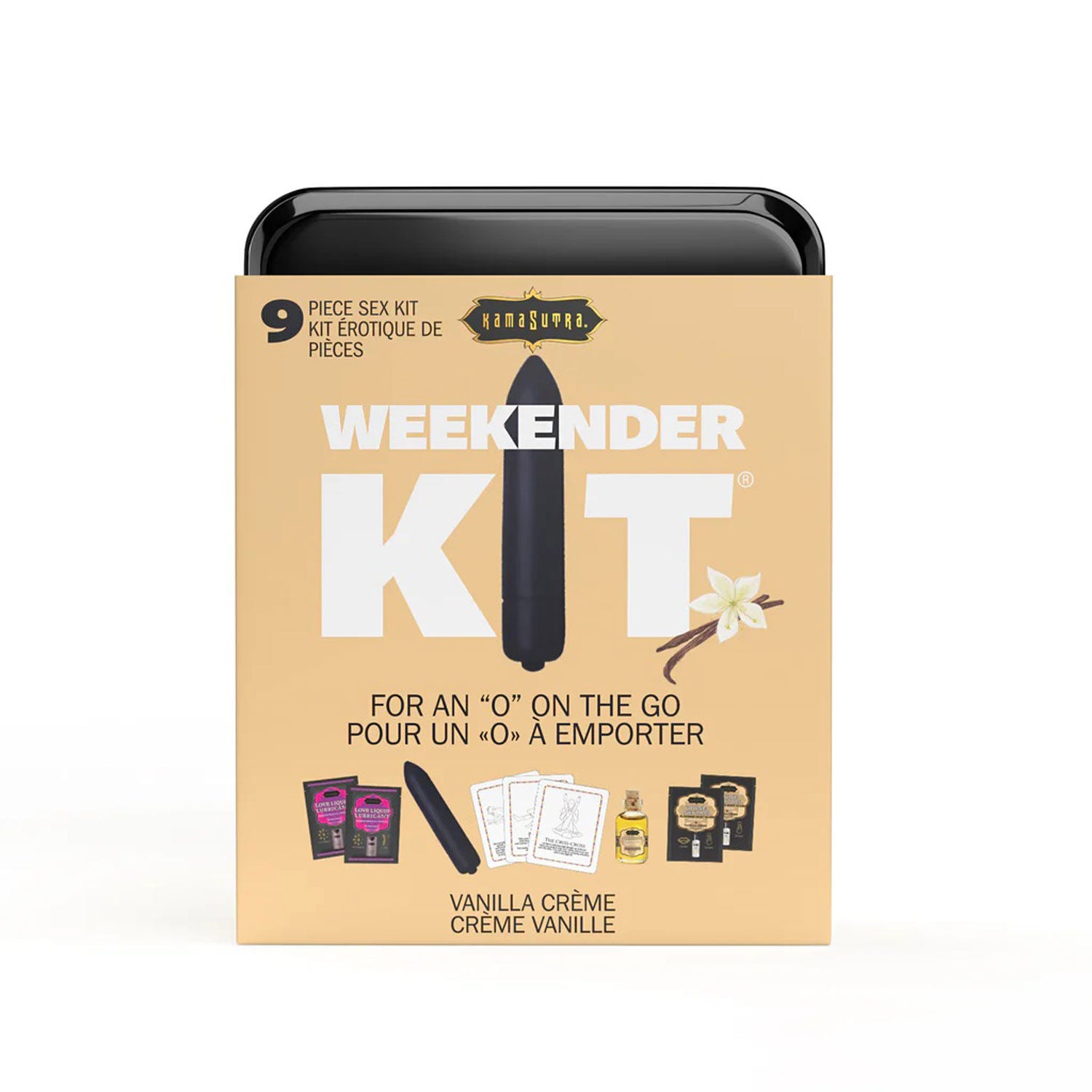 Kama Sutra Weekender Kit Vanilla Scented Mini Vibe Set Black Massage Oil
