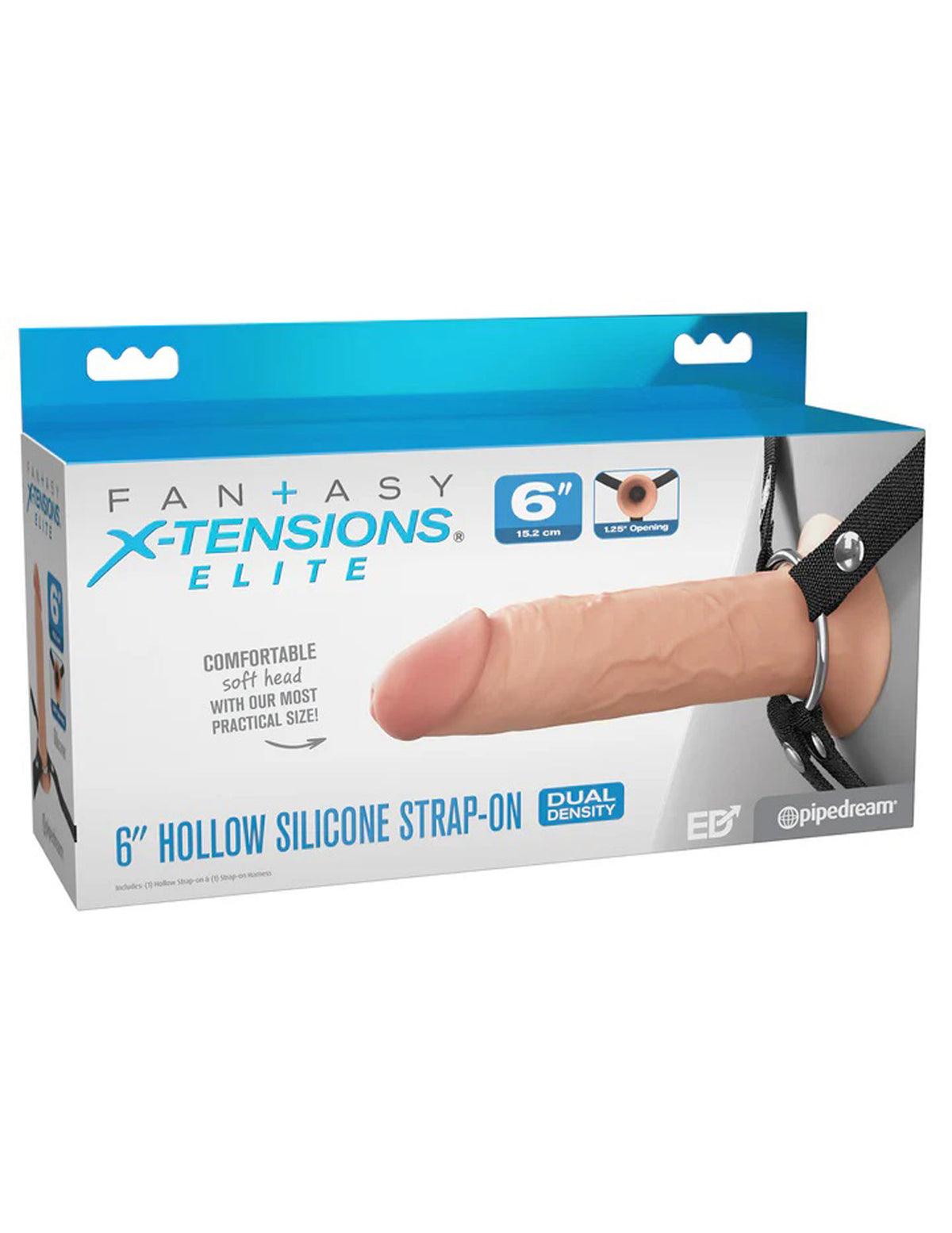 FX Elite 6 Inch Dual-Density Hollow Silicone Strap-On White > Dildos > Hollow Strap Ons
