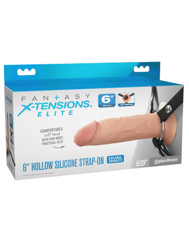Fx Elite 6 Inch Silicone Hollow Strap On Flesh White STRAP-ONS