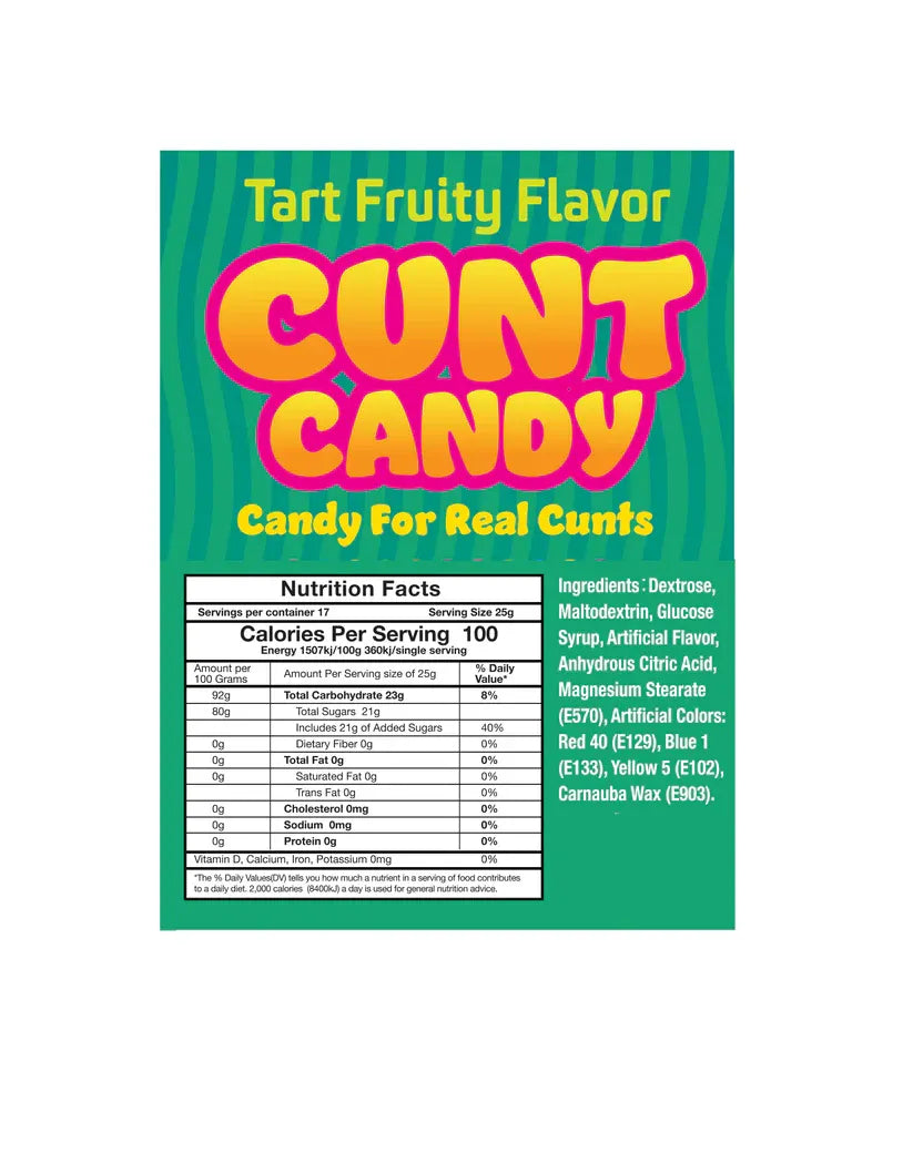 Cunt Candy 3oz Bag – Tart Vagina-Shaped Candy Snack Bag Multi > Novelties > Candy & Edible Items