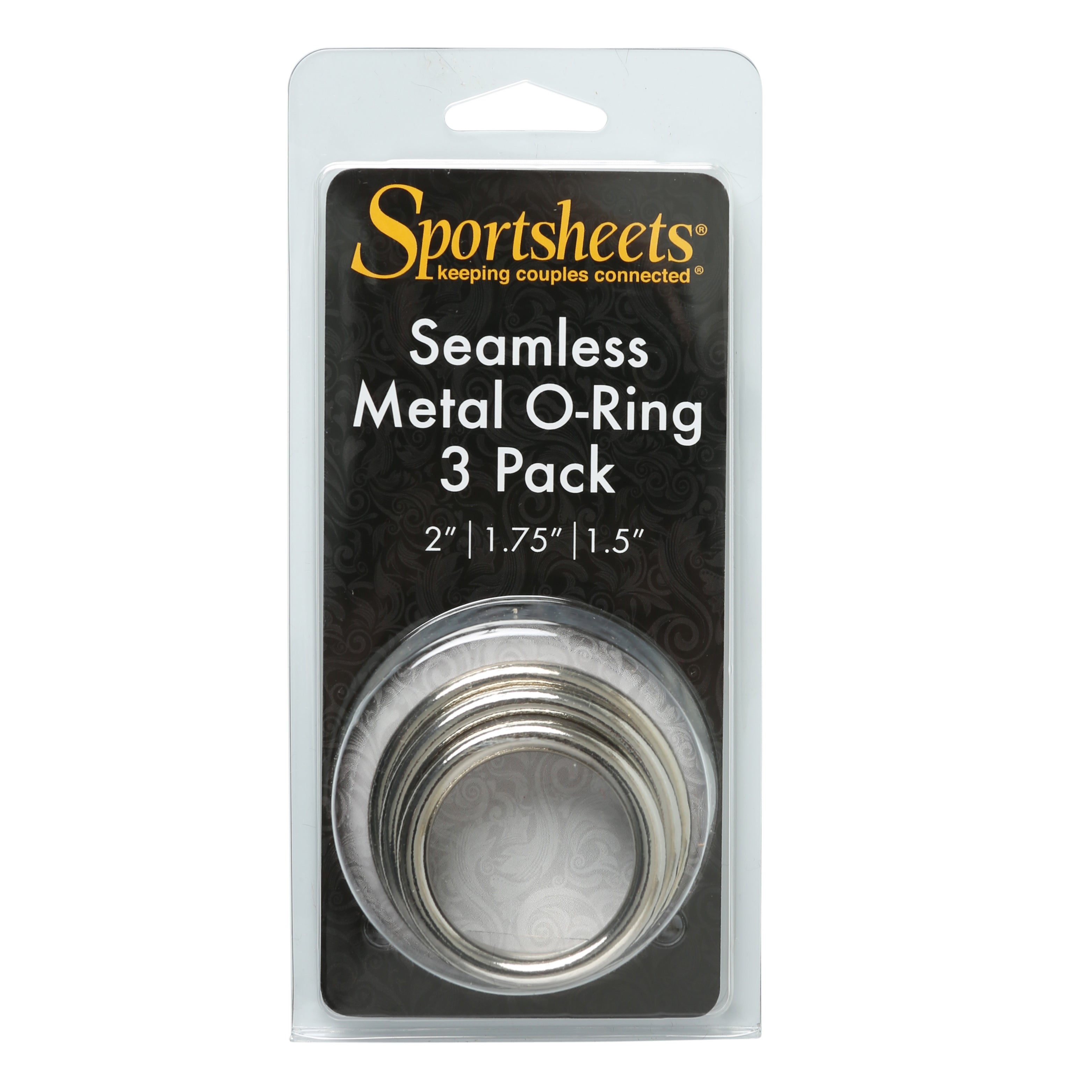 Sportsheets Seamless Metal O-Ring 3 Pack Set of 3 Sizes with 1.5 Inch, 1.75 Inch, and 2 Inch Diameter Silver Metal Rings Harnesses & Strap-Ons