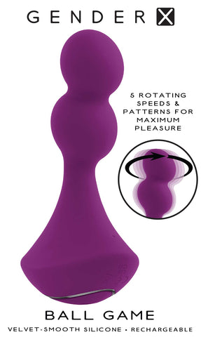 Gender X BALL GAME Vibrating Rotating Toy 13.5cm Purple Vibrators