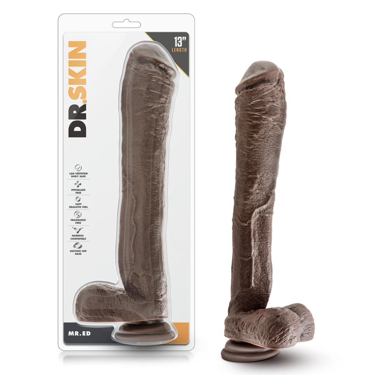 Dr. Skin Mr. Ed (Chocolate) – 13 Inch Realistic Dildo with Suction Cup > Dildos > Oversized Toys