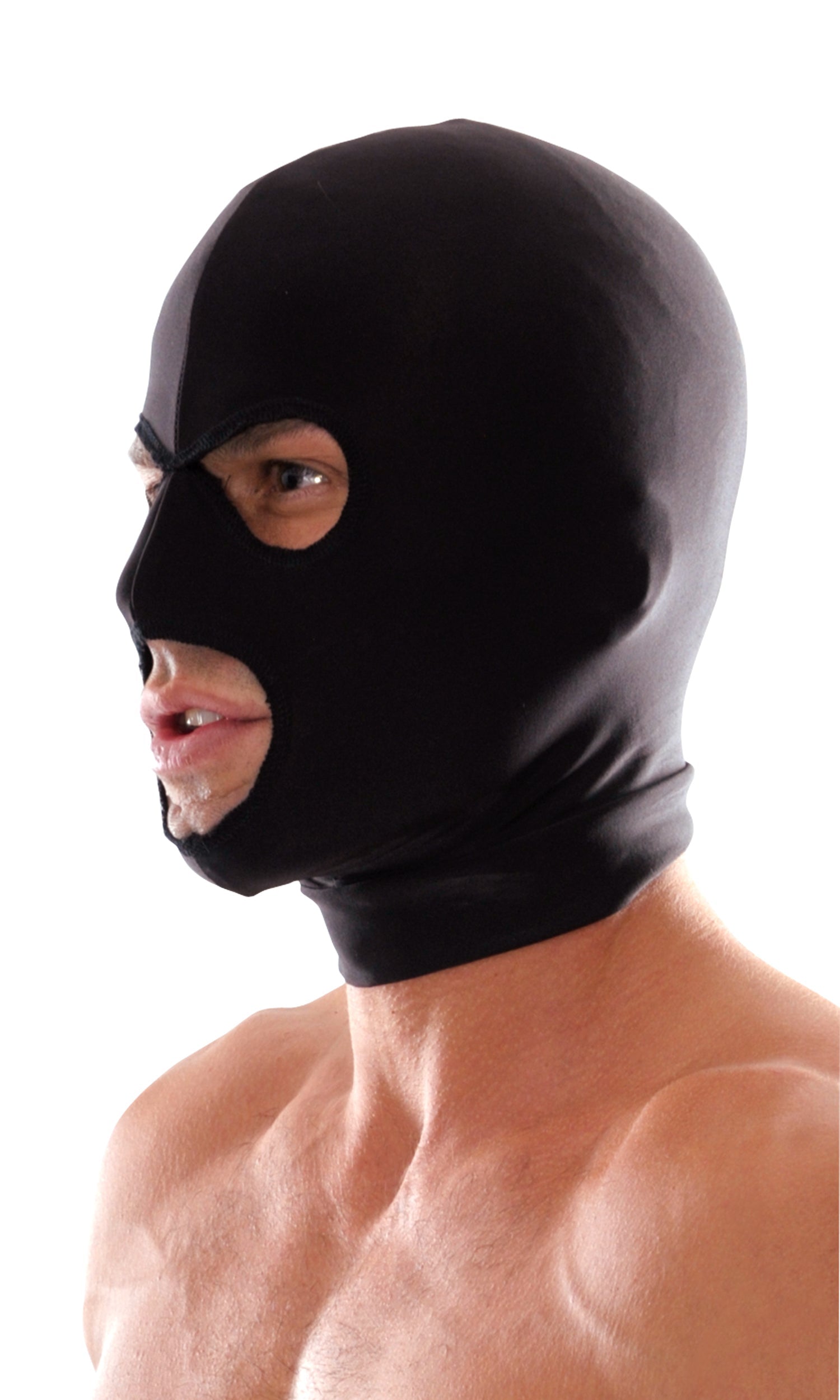 Fetish Fantasy Series Spandex 3-hole Hood - Black Hood > Bondage Gear > Bondage Hoods