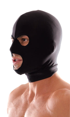Fetish Fantasy Series Spandex 3-hole Hood - Black Hood > Bondage Gear > Bondage Hoods