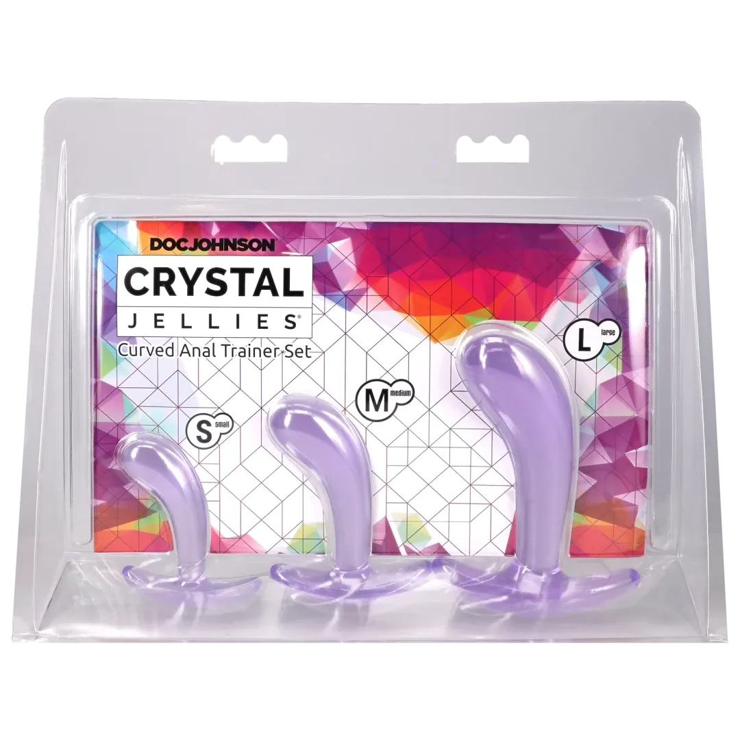 Crystal Jellies Curved Anal Trainer Set Phthalate-Free Silicone Insertable 2.75-4.25 In Secondary image