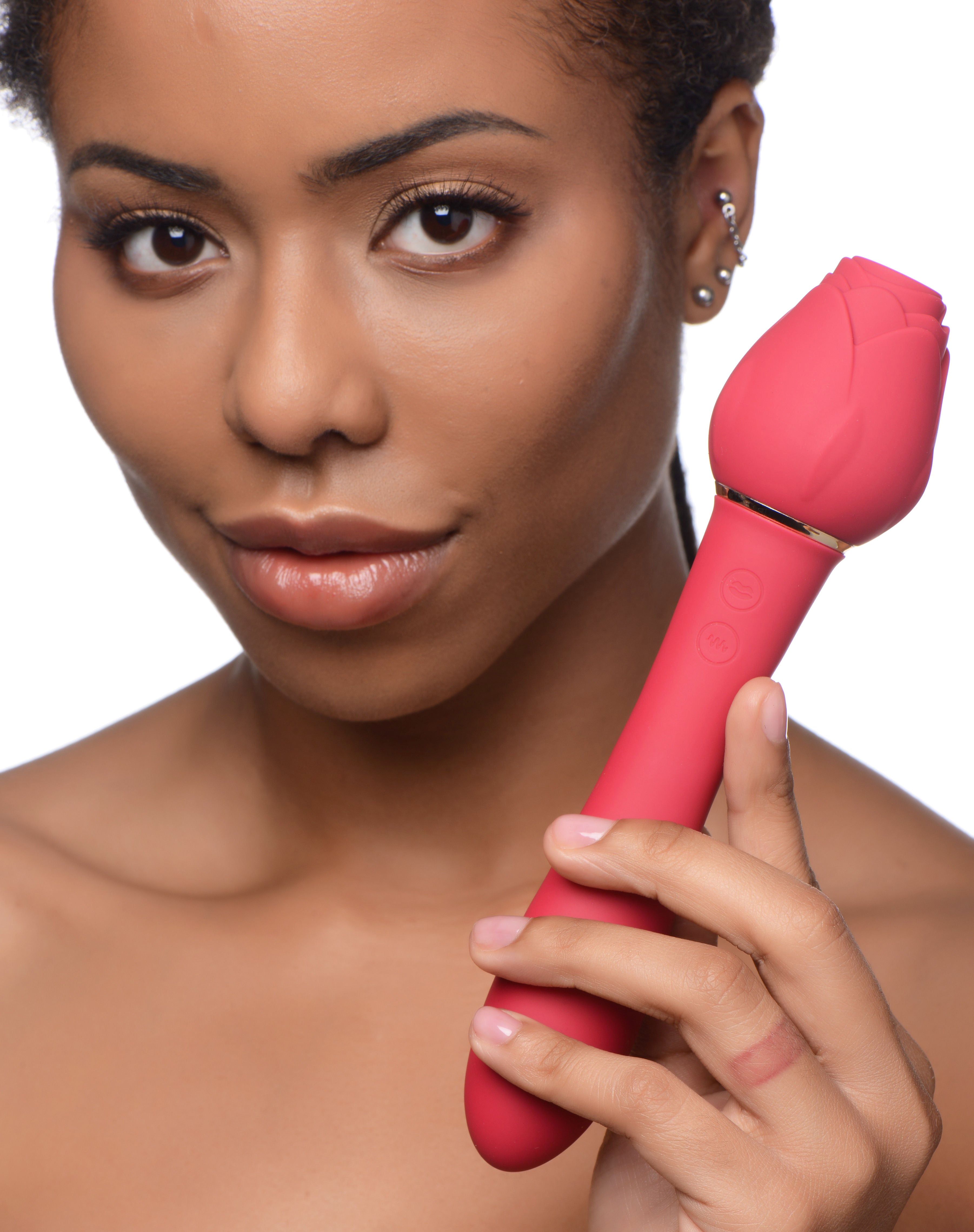 Bloomgasm Sweet Heart Rose Suction and Vibrator Toy Pink Suction Stimulator