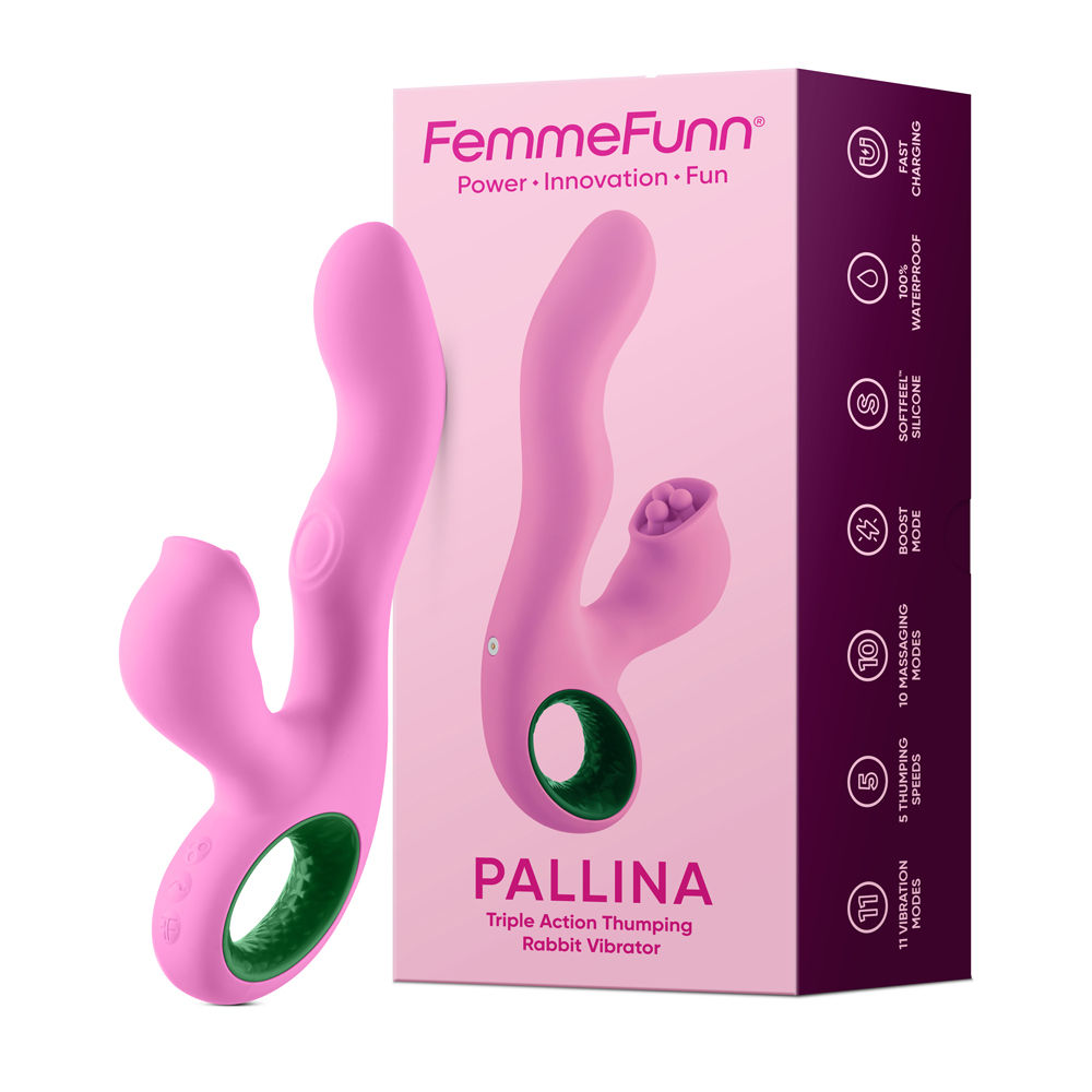 Pallina Triple Action Rabbit Vibrator Green G-Spot Stimulator Pink VIBRATORS-RABBIT-MULTI