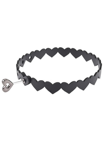 Sex and Mischief Heart Day Collar Choker Style Necklace in Faux Leather Womens Leather