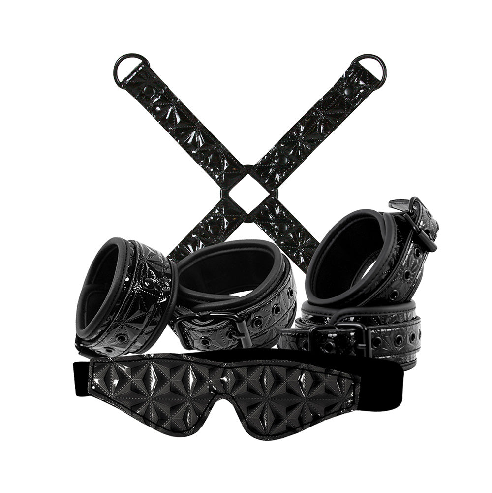 Sinful Black Bondage Kit With Restraints And Mask Set Black > Bondage Gear > Bondage Kits