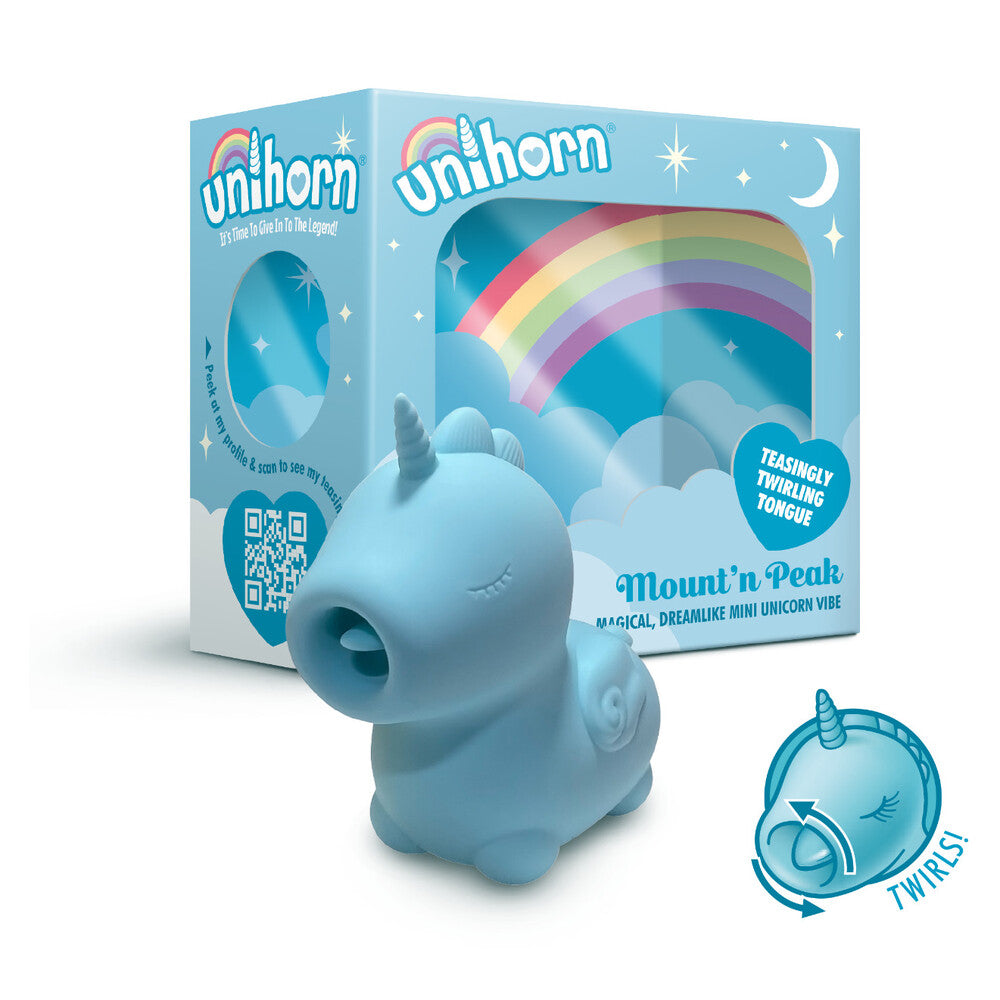 Unihorn Mountn Peak Twirling Tongue Unicorn Vibe Blue Suction Stimulator