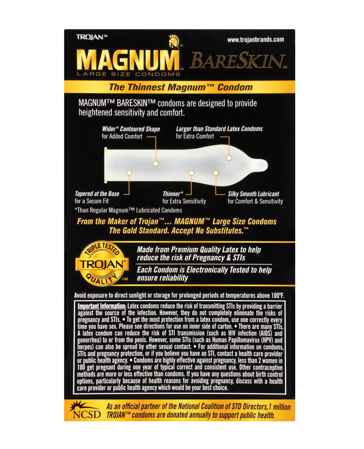 Trojan Magnum Bareskin Condoms 10 Pack Larger Lubricated > Essentials > Condoms