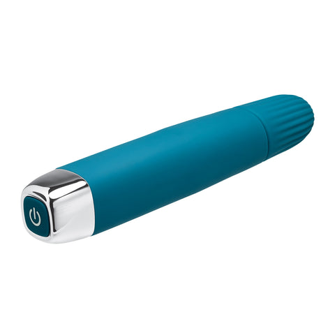 Super Slim Teal Vibrator with Four Sides and Tapered Tip Vibrators