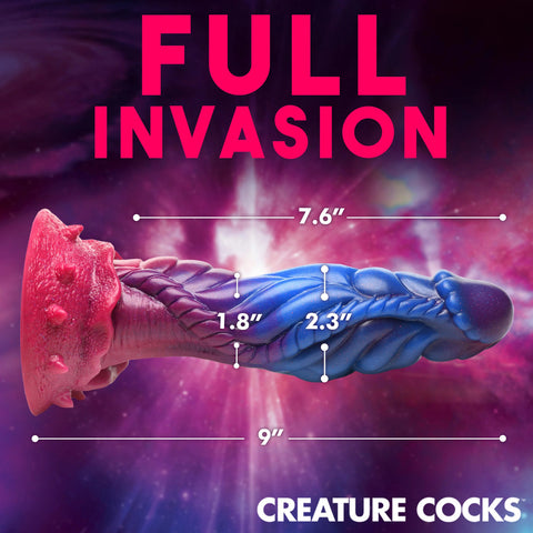 Creature Cocks Intruder Alien Silicone Dildo Purple Blue Pink 9 Inch with Suction Cup Fantasy Dongs