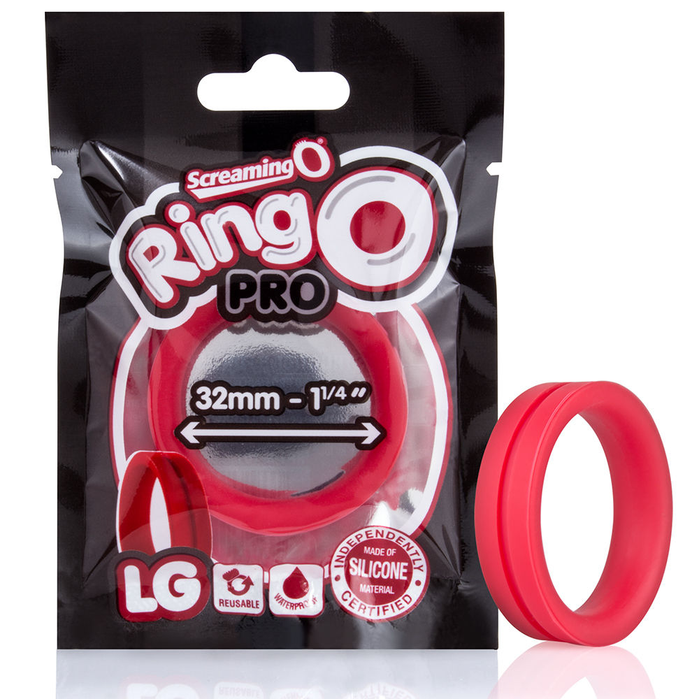 RingO Pro Large Black Silicone Erection Enhancement Ring Red COCK RINGS