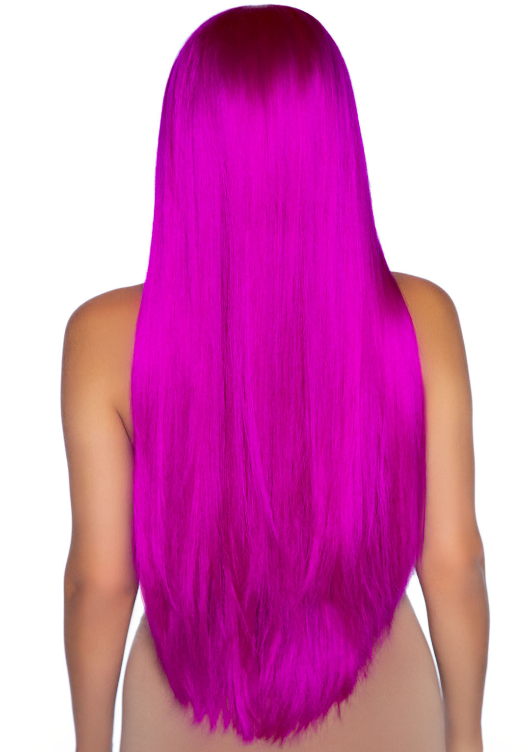 33 Inch Long Straight Center Part Synthetic Wig Raspberry Secondary image