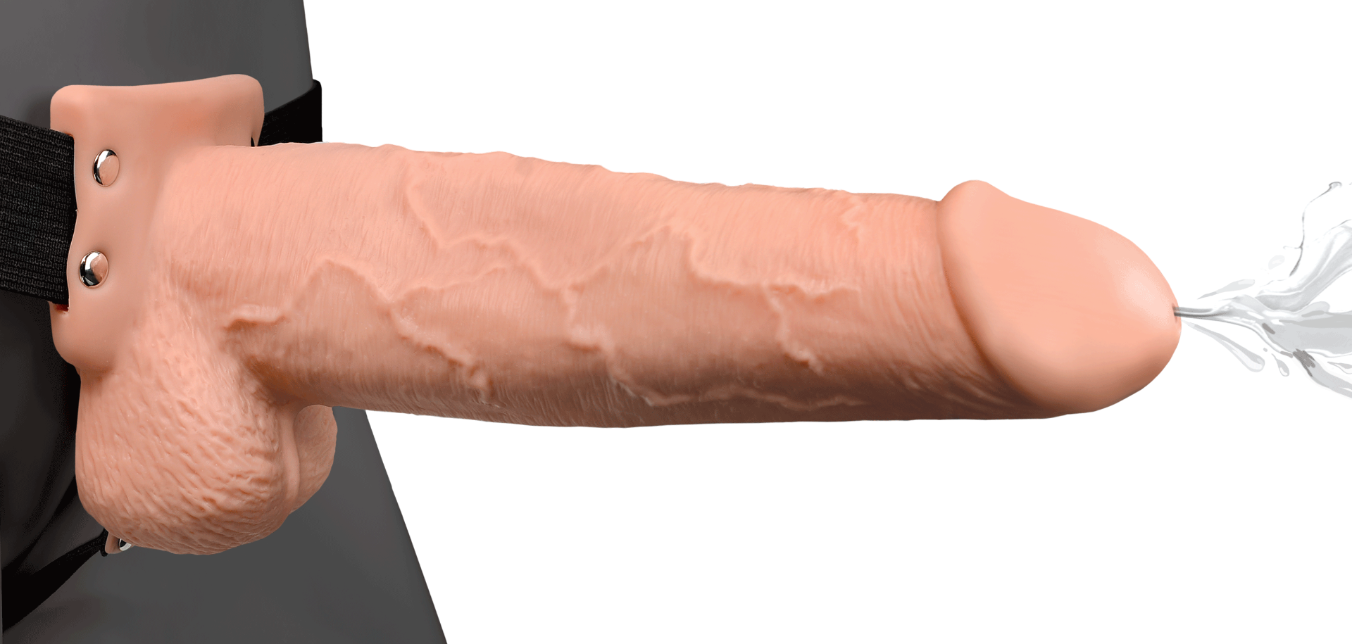 Fetish Fantasy 9-Inch Hollow Squirting Strap-On with Balls – Hollow Strap-On > Dildos > Strap On Dildos
