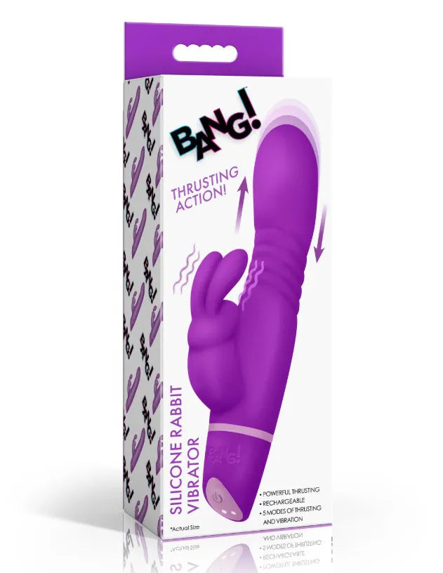 Thrusting Silicone Rabbit Vibrator – Dual Motor Stimulation Rabbit Vibrator Purple > Vibrators > Ladies > Rabbit