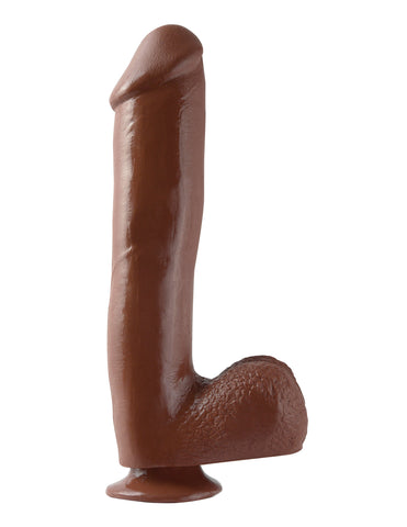 Basix Rubber Works 10 Inch Realistic Dildo with Suction Cup Brown Dongs Realistic