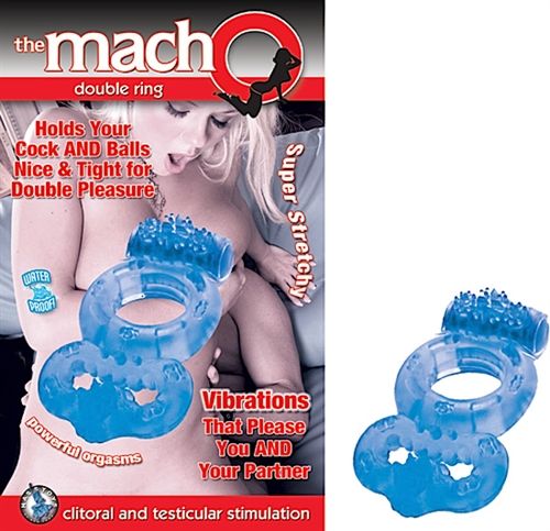 The Macho Double Ring - Blue Blue Cock Rings Vibrating