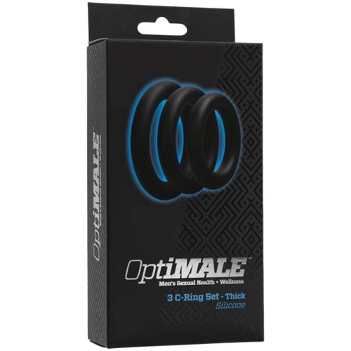 Optimale 3 C Ring Set (Black) – Thick Silicone Cock Rings With 32mm, 37mm, and 42mm Diameters Secondary image