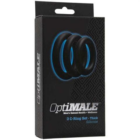 Optimale 3 C Ring Set (Black) – Thick Silicone Cock Rings With 32mm, 37mm, and 42mm Diameters COCK RING Set