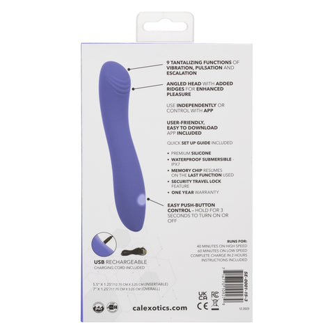 CalExotics Connect Contoured G App-Based Pleasure Silicone Massager in Purple Finger Stimulator