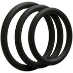 Optimale Thin Silicone Cock Ring Set - 3 Pack 40mm 45mm 50mm Black > Cock Ring > Sets