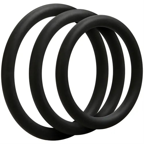 Optimale Thin Silicone Cock Ring Set - 3 Pack 40mm 45mm 50mm Black > Cock Ring > Sets Main image