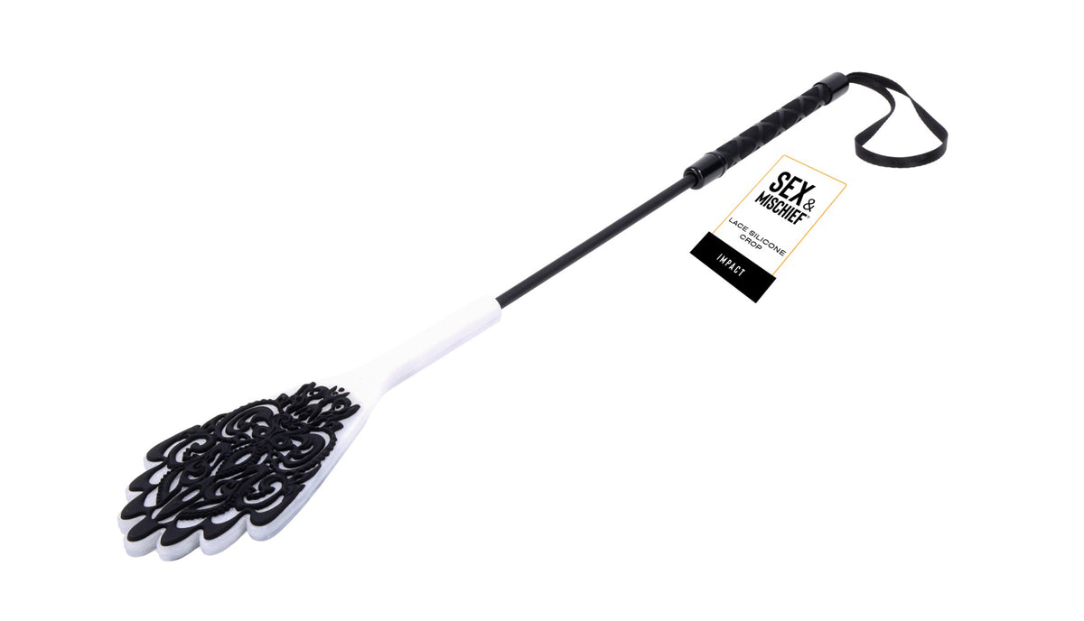 Lace Silicone Crop Whip 50cm Black > Bondage Gear > Crops