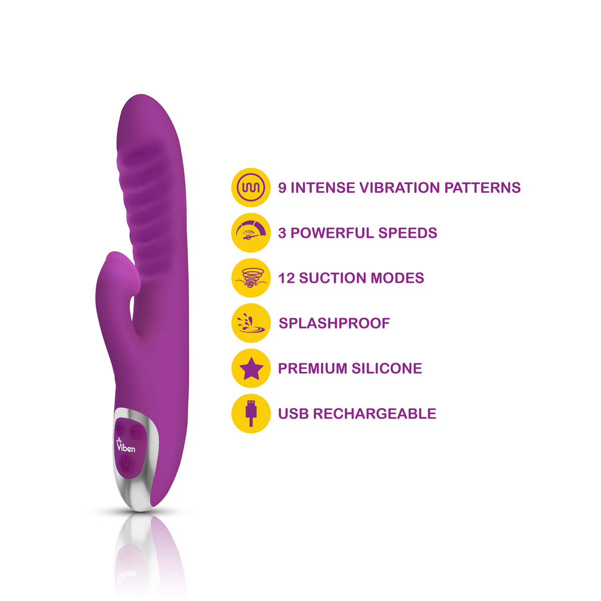 Viben Frenzy Suction Rabbit Vibe in Berry > Vibrators > Ladies > Rabbit