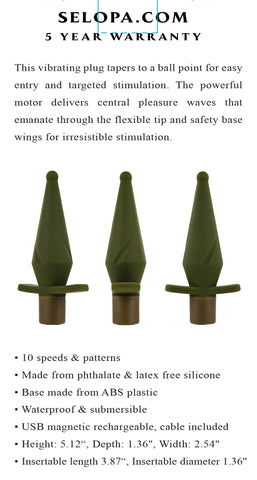 The Private (Green) – 5" Vibrating Butt Plug with 10 Speeds and Patterns Green > Anal Range > Vibrating Butt Plugs