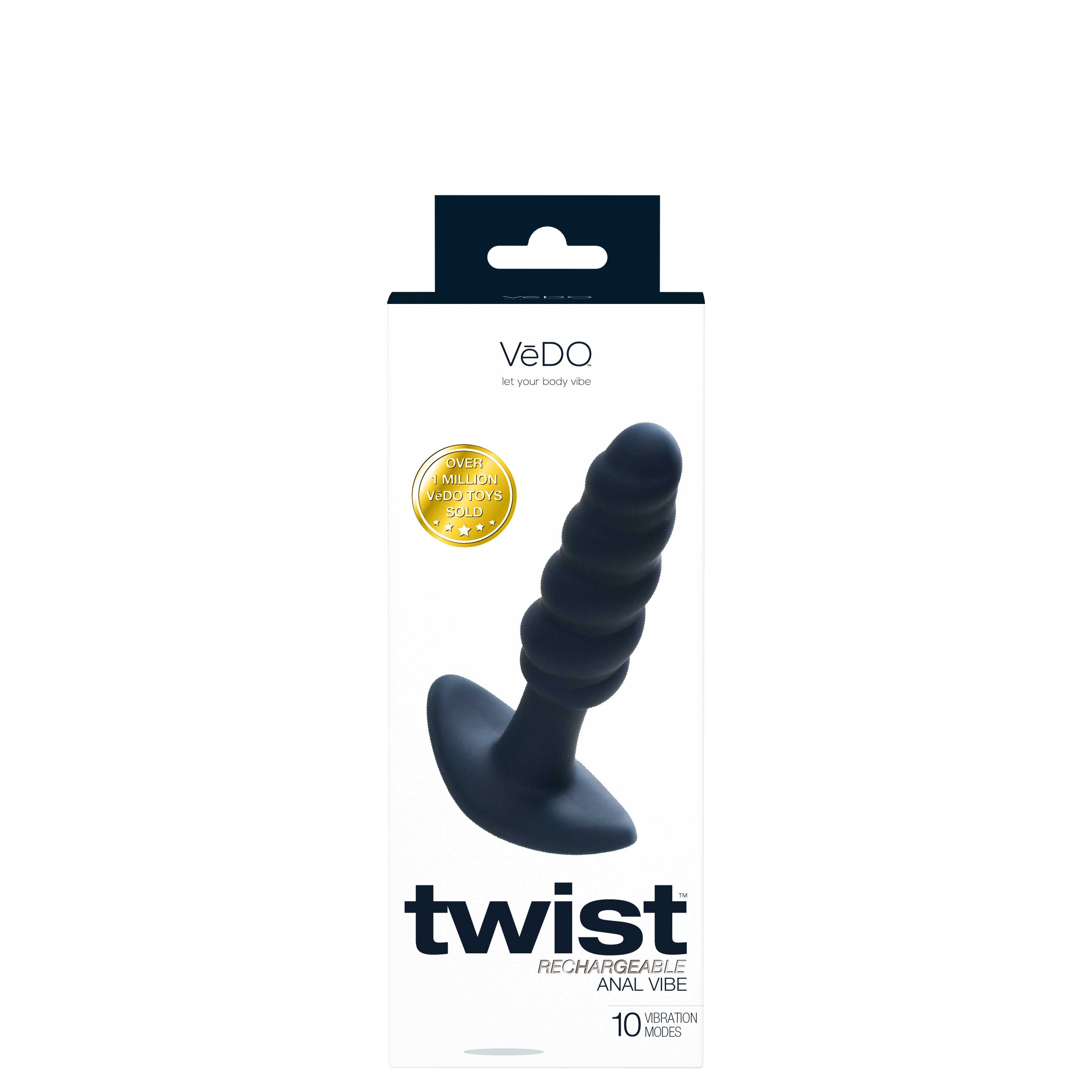 Twist Rechargeable Anal Vibe - Black Pearl Black Butt Plugs - Vibrating