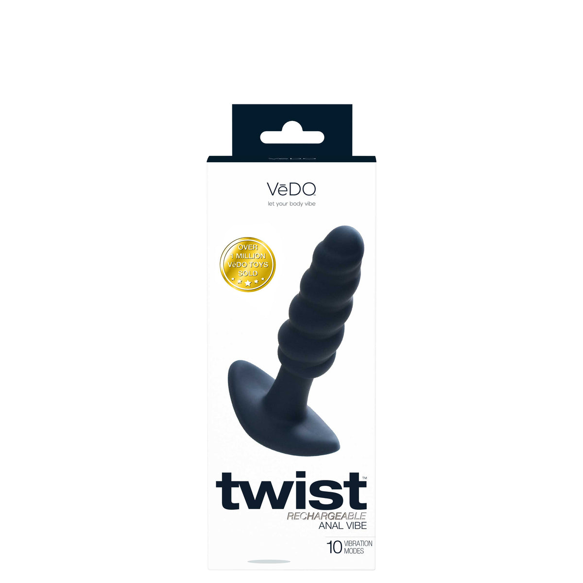 Twist Rechargeable Anal Vibe - Black Pearl Black Butt Plugs - Vibrating