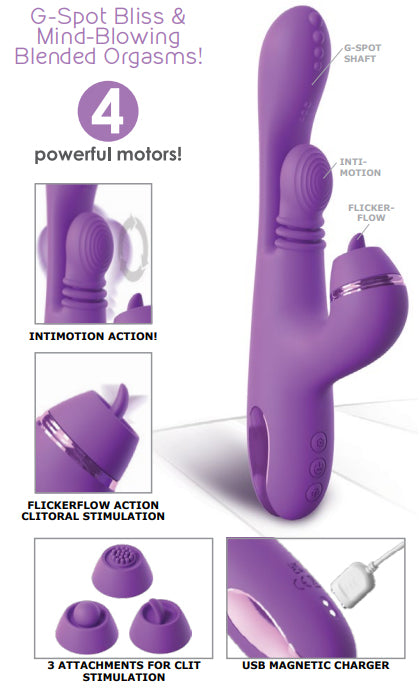 Fantasy For Her IntiMotion Pulse Pro 24 cm USB Rechargeable Swirling and Flicking Rabbit Vibrator VIBRATORS-RABBIT