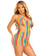 Rainbow Stripe Cross Over Mini Dress Erotic Lingerie One Size > Clothes > Dresses and Chemises