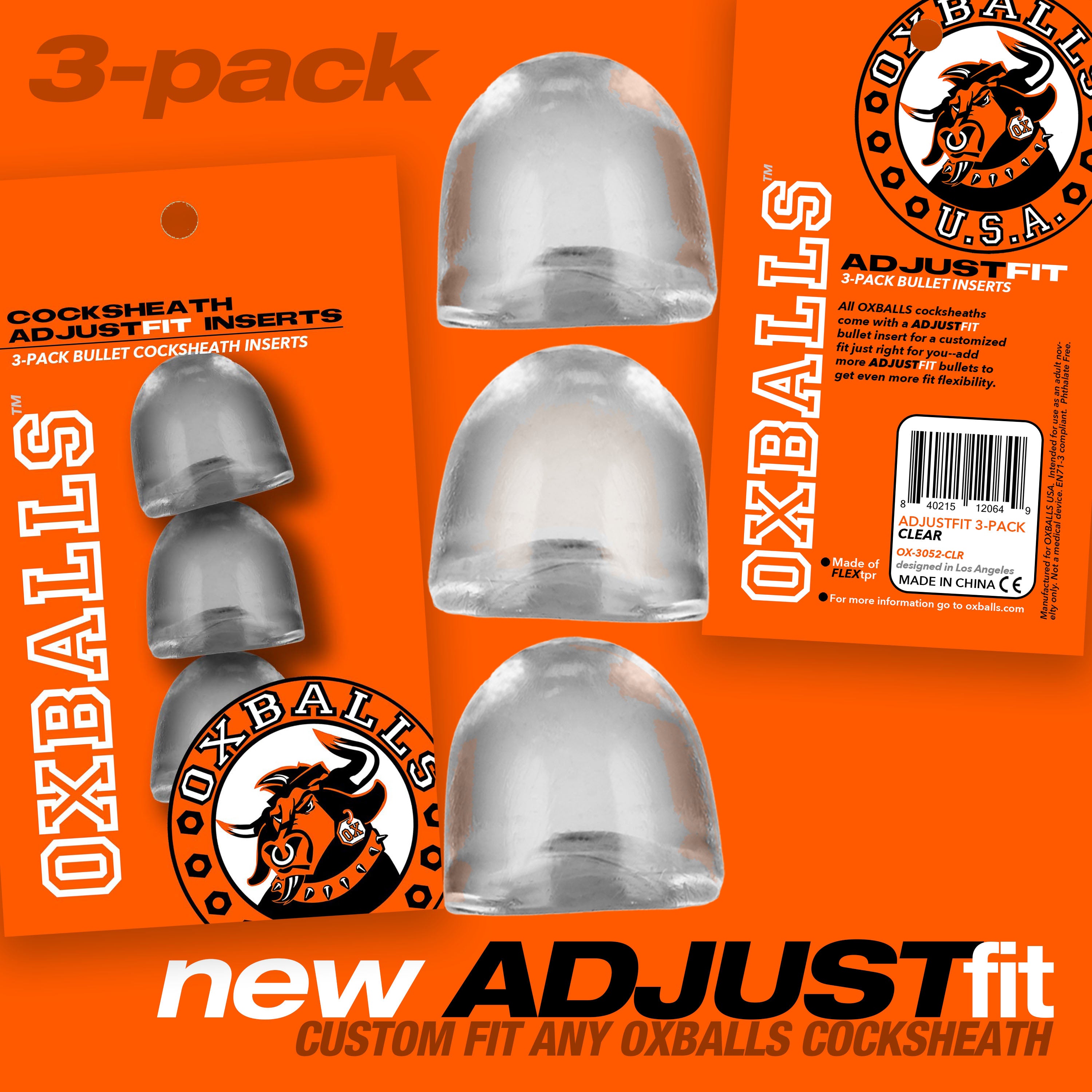 Oxballs Adjustfit Insert 3-Pack Clear Cocksheath Inserts SLEEVES