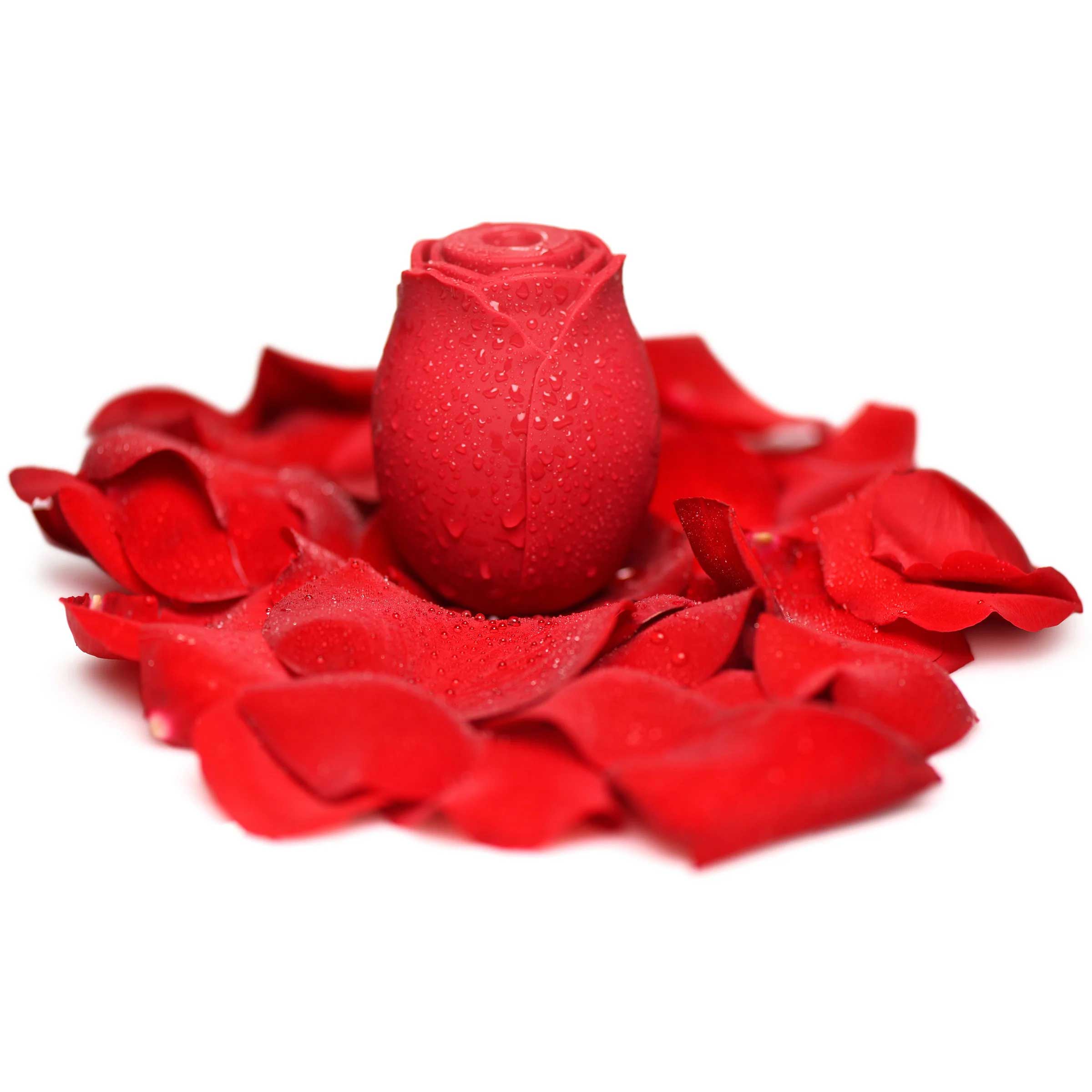 Mystic Rose Sucking and Vibrating Silicone Clitoral Vibrator Red Rose Stimulators
