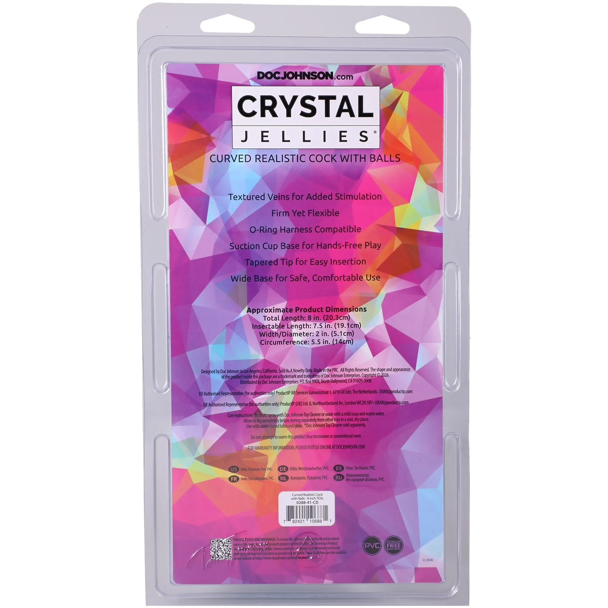 Crystal Jellies Curved 8 Inch Realistic Cock With Balls > Dildos > Realistic Dildos