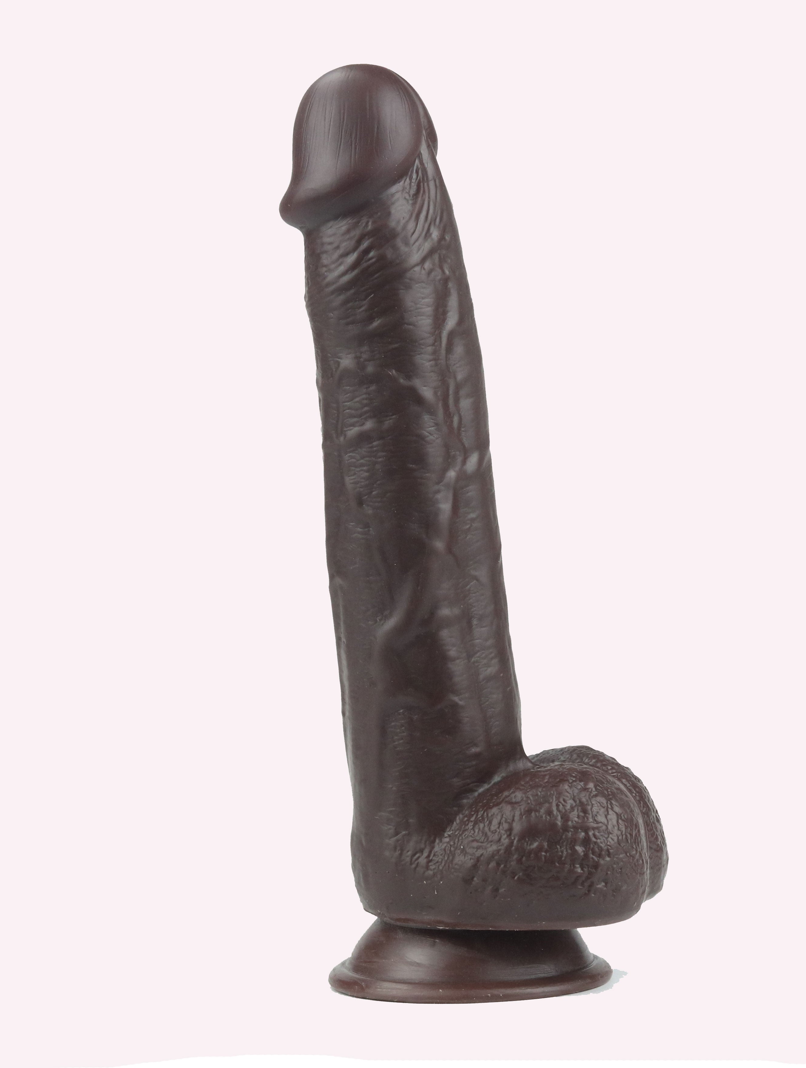 Get Lucky 9 Inch Bendable Real Skin Dildo in Dark Brown Dongs Realistic