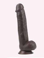 Get Lucky 9 Inch Bendable Real Skin Dildo in Dark Brown > Dildos > Large Dildos