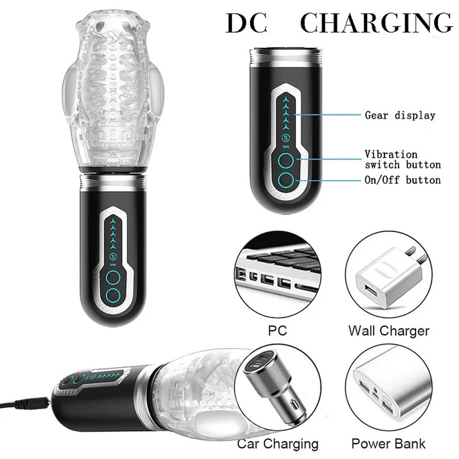 Male Rose 3-in-1 Vibrating Thrusting Rotating Penis Masturbator Strokers - Auto