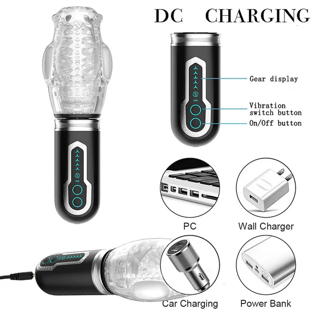 The Male Rose 3 – Rechargeable Thrusting Rotating Vibrating Masturbator Clear > Sex Toys For Men > Masturbators > Vibrating